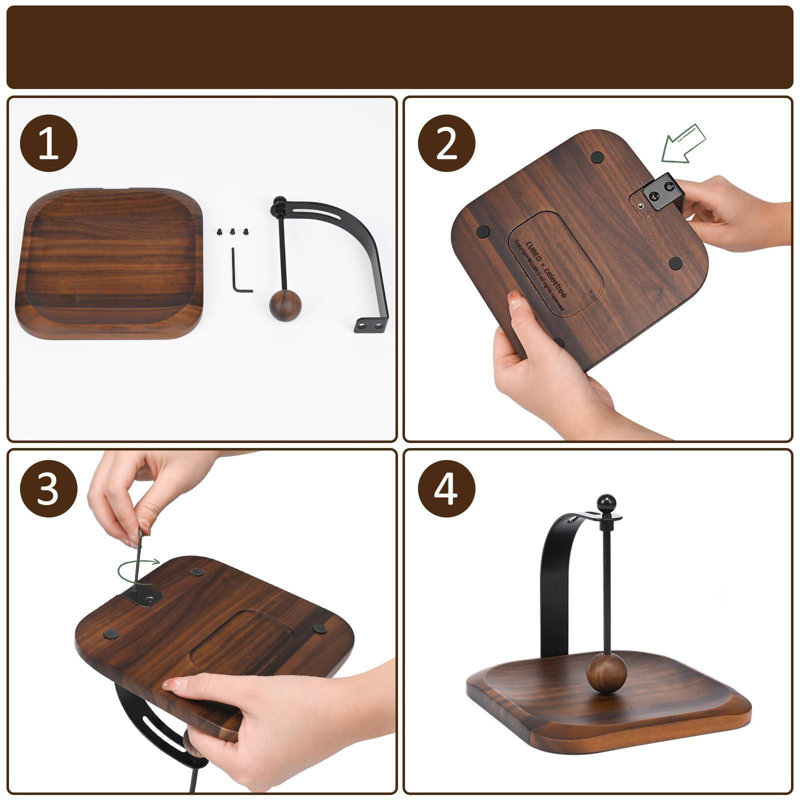 Black and Walnut Wood Napkin Holder with Weighted Arm