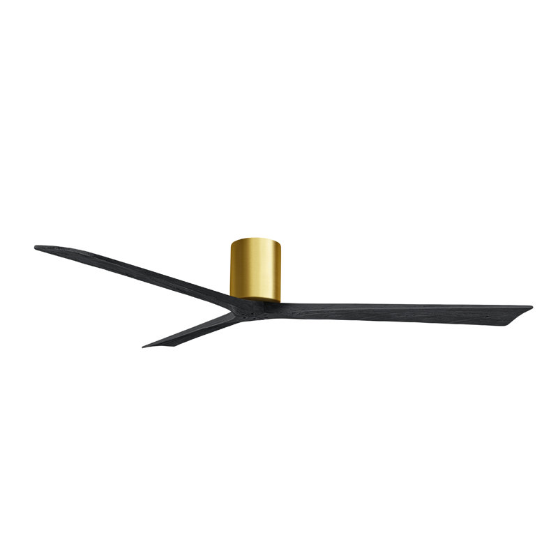 Ventilateur de plafond à 3 pales Olivier, Laiton brossé, Noir mat, 72"