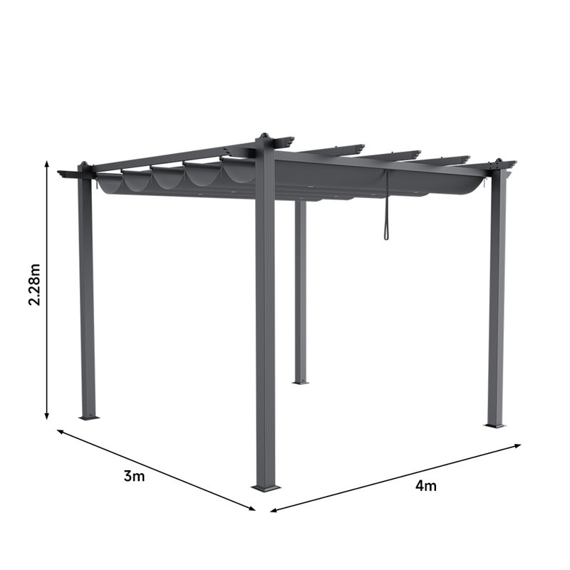 Rolanda Metal Light Grey Pergola, 228cm H x 300cm W x 400cm D