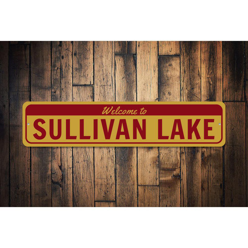 Plaque en aluminium Welcome Lake, H 6 po x l 24 po x P 0,06 po