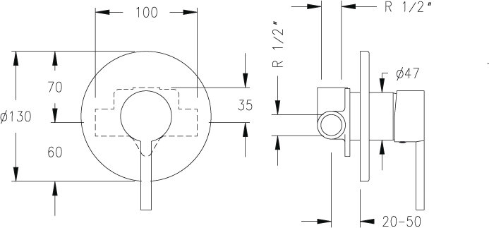 Shirely Single Concealed Thermostatic Shower Valve