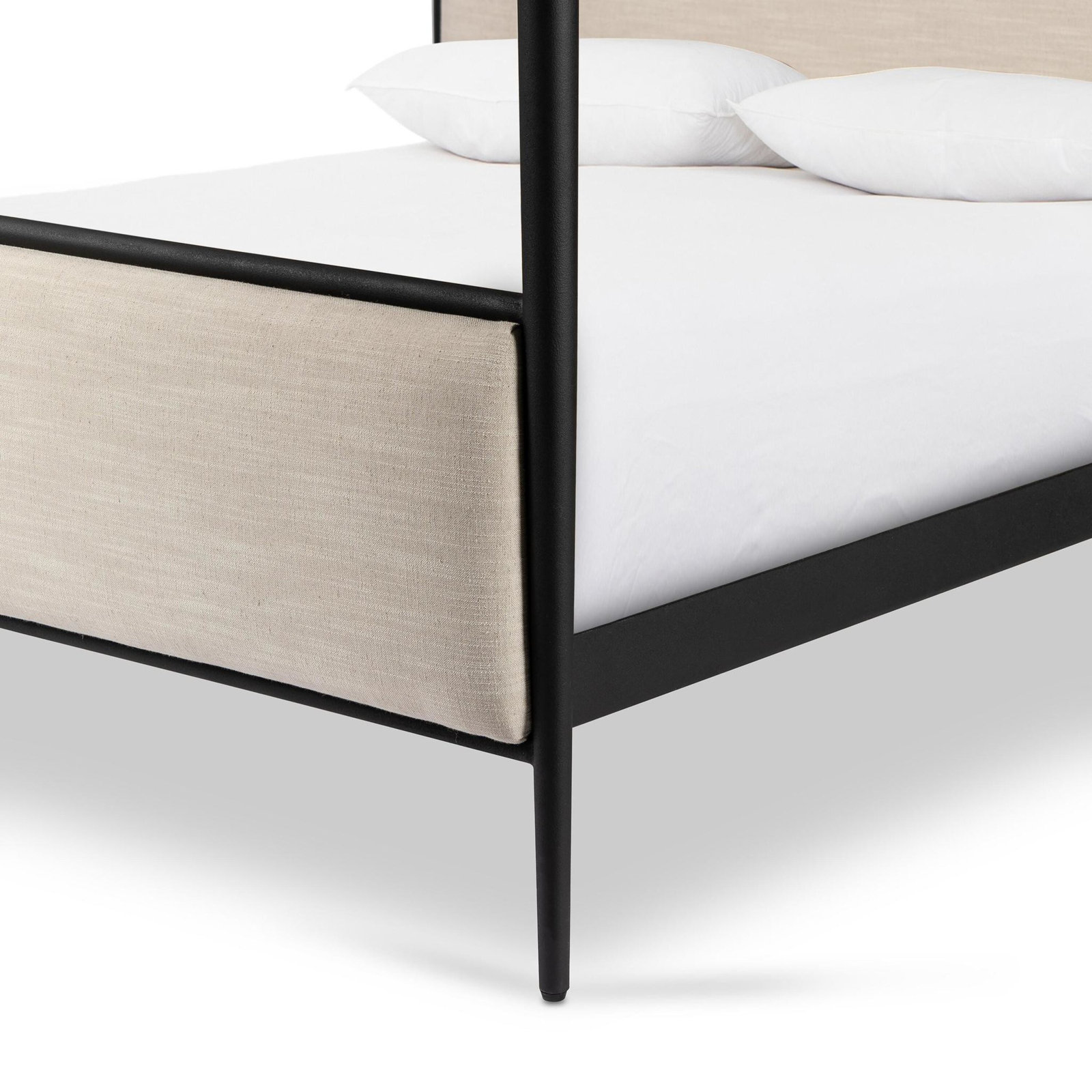 Modella Linen Upholstered Canopy Bed, Queen