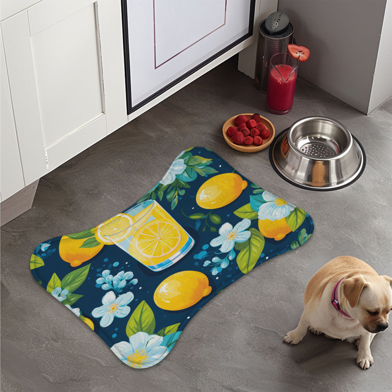 Tapis d'alimentation en forme d'os 1 pièce Zesty Sunshine, XL (18 po)