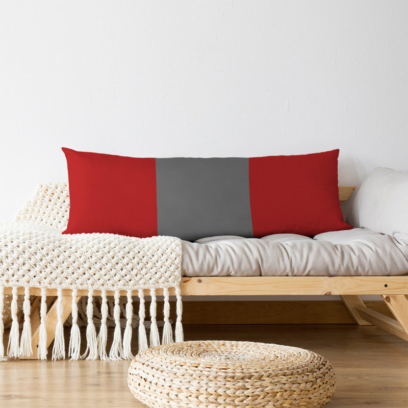 Addison Polyester Medium Pillow, Scarlet/Gray Middle