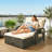 Extendable Patio Sofas with Storage, PE Rattan Modern Daybed for Balcony