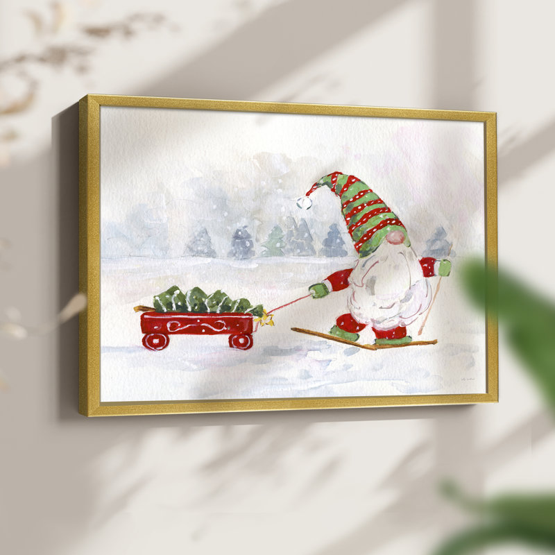 Gnome d'hiver I - reproduction encadrée - réarmable, H 11 po x l 14 po