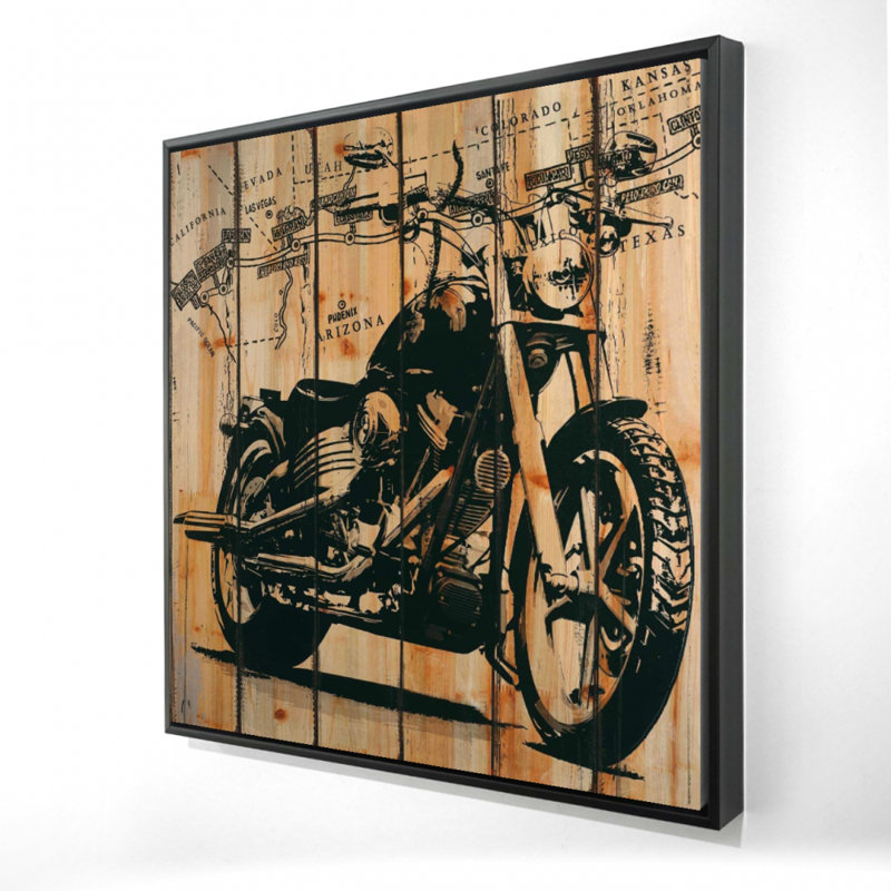 " Motorcycle On Wood Background "