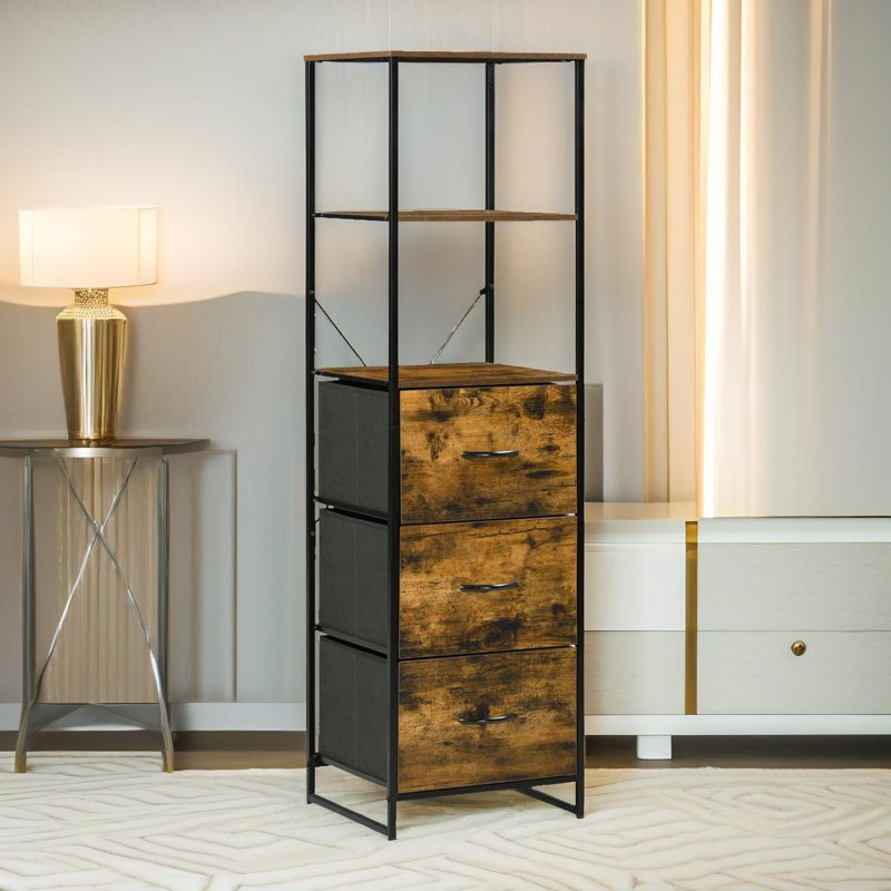 Anara 155cm H x 44cm W Steel Etagere Bookcase