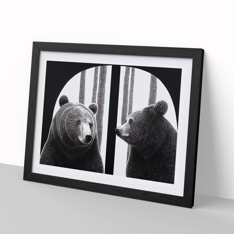 Impactful Bears - Single Picture Frame Print, 46cm H x 64cm W x 2cm D, Black