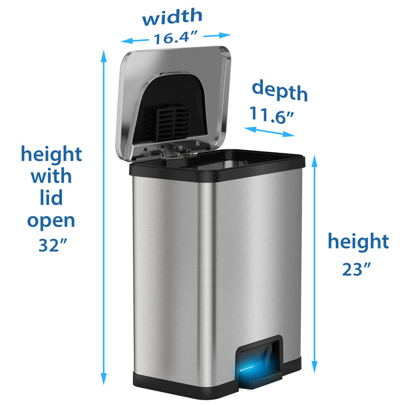 Stainless Steel 13 Gallon Automatic Step Sensor Trash Can