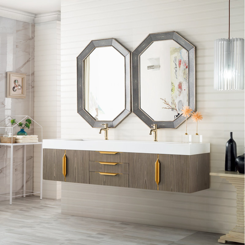 Mercer Island 72'' W Double Vanity, Radiant Gold, Ash Gray