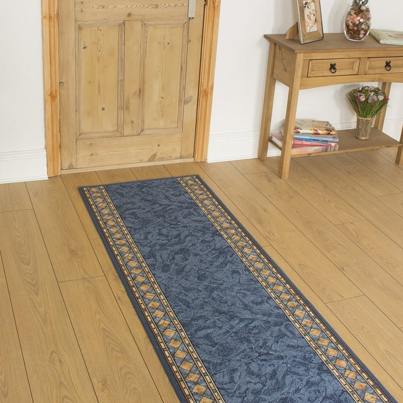 Cheops Looped/Hooked Blue Indoor Rug, Runner 420cm x 100cm
