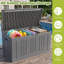 Coffre de terrasse extérieur 80 gallons avec vérins à gaz et couvercle compatible avec serrure pour colis gris