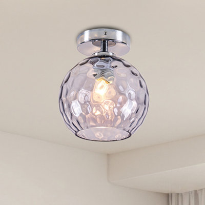 7.87" Modern Textured Glass Flush Mount Ceiling Light with Metal Base, cULus Certified for Hallway, Bedroom, Entryway or Kitchen