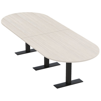 Racetrack Shaped Conference Table with Metal T Base
