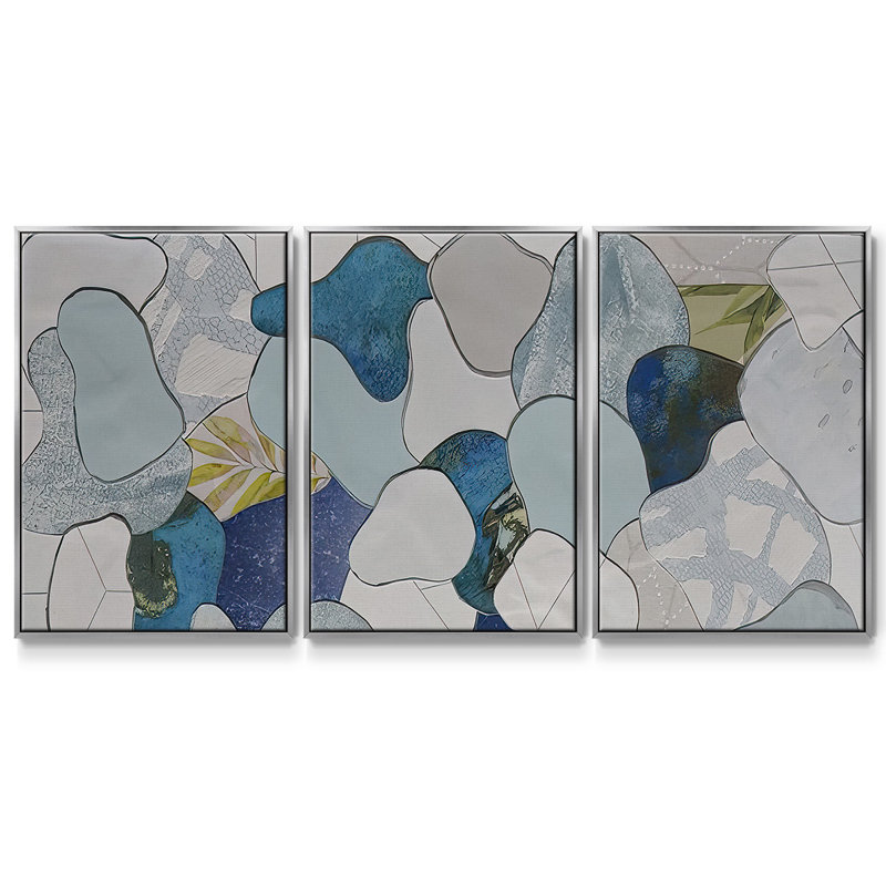 Koi Fish Pond VI - Multi Piece Framed Canvas, Silver, 36" H x 75" W x 2" D
