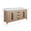 Meuble-lavabo double rectangulaire Perris de 183 cm (72 po) avec comptoir en marbre blanc de Carrare reconstitué couleur caramel latte et quincaillerie noire mate-829178784-829178786