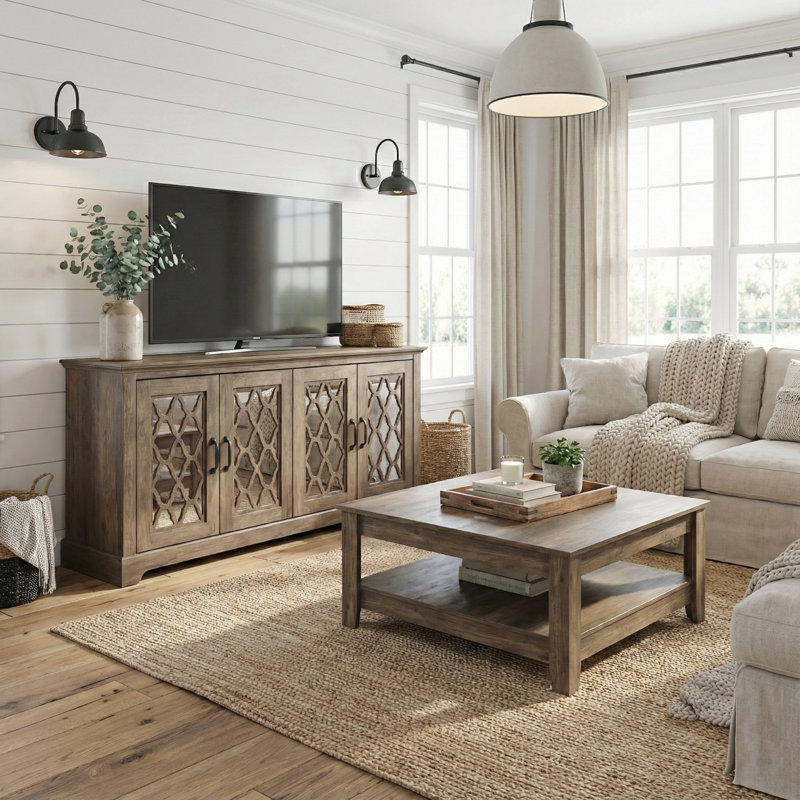 Dalke Basilico 2 Piece Modern Living Room Set, Knotty Oak
