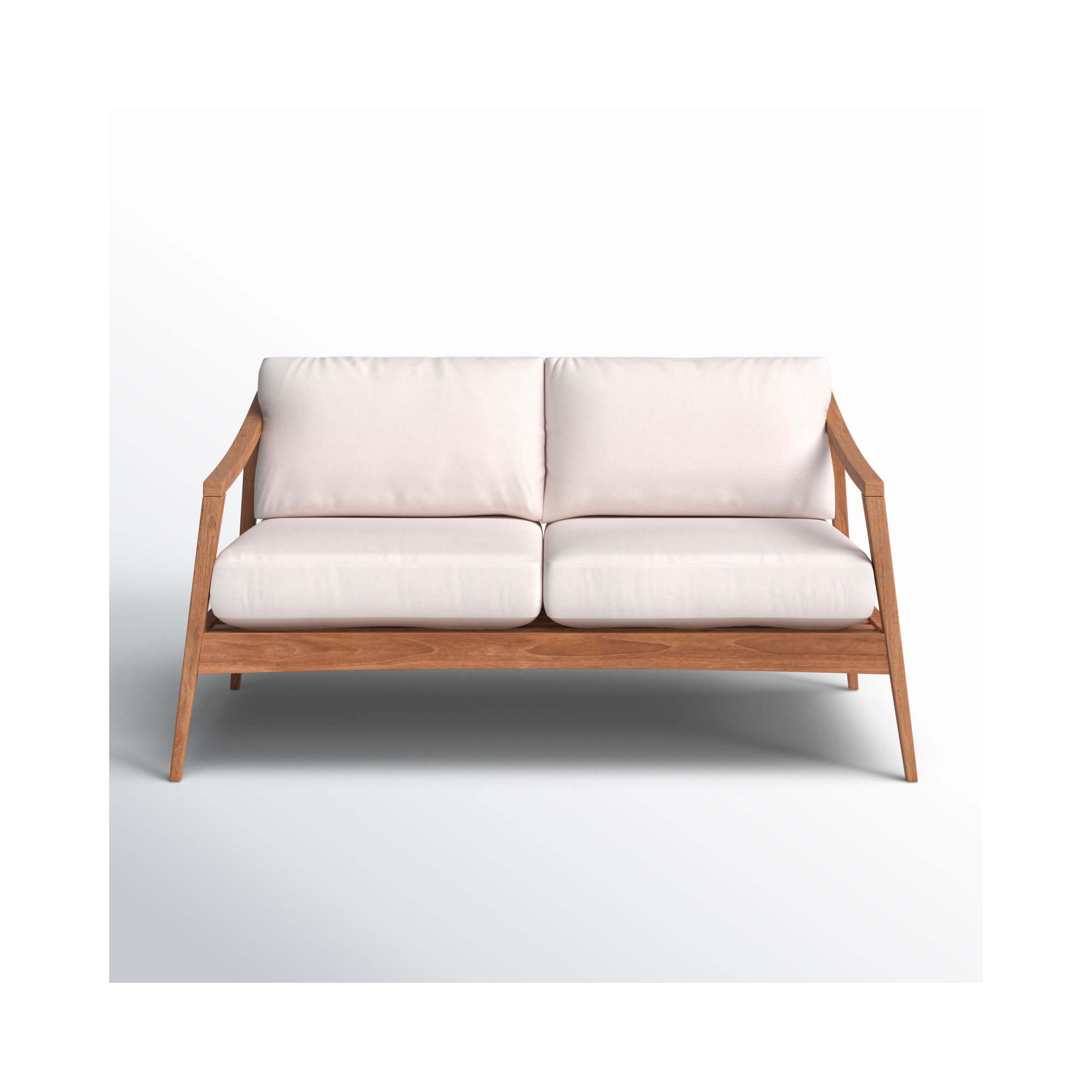 Elswick 59'' Wide Teak Loveseat with Sunbrella® Cushions, Canvas Natural Sunbrella® Canvas