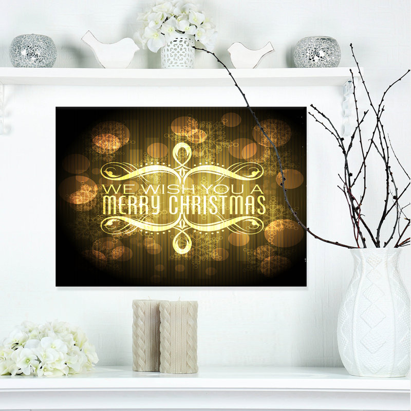 « Merry Christmas Wish on »-impression d’art textuel, H 16 po x l 32 po x P 1 po, H 36 po x l 46 po x P 1,5 po