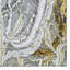 Tapis gris / or à motif abstrait tissé à la machine-1652541810