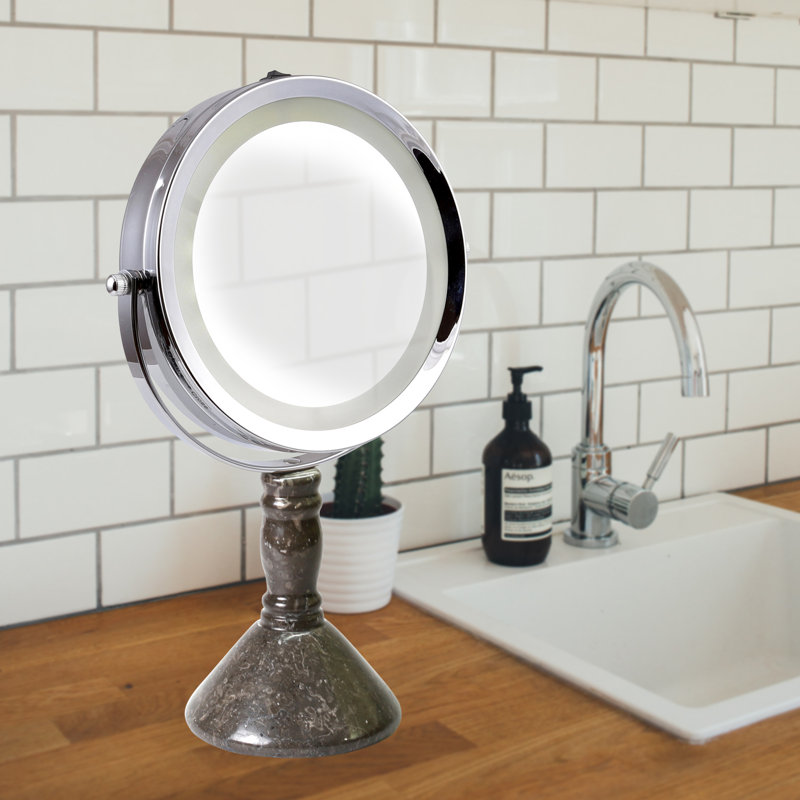 Hawley Stainless Steel Circle Mirror, Natural Charcoal
