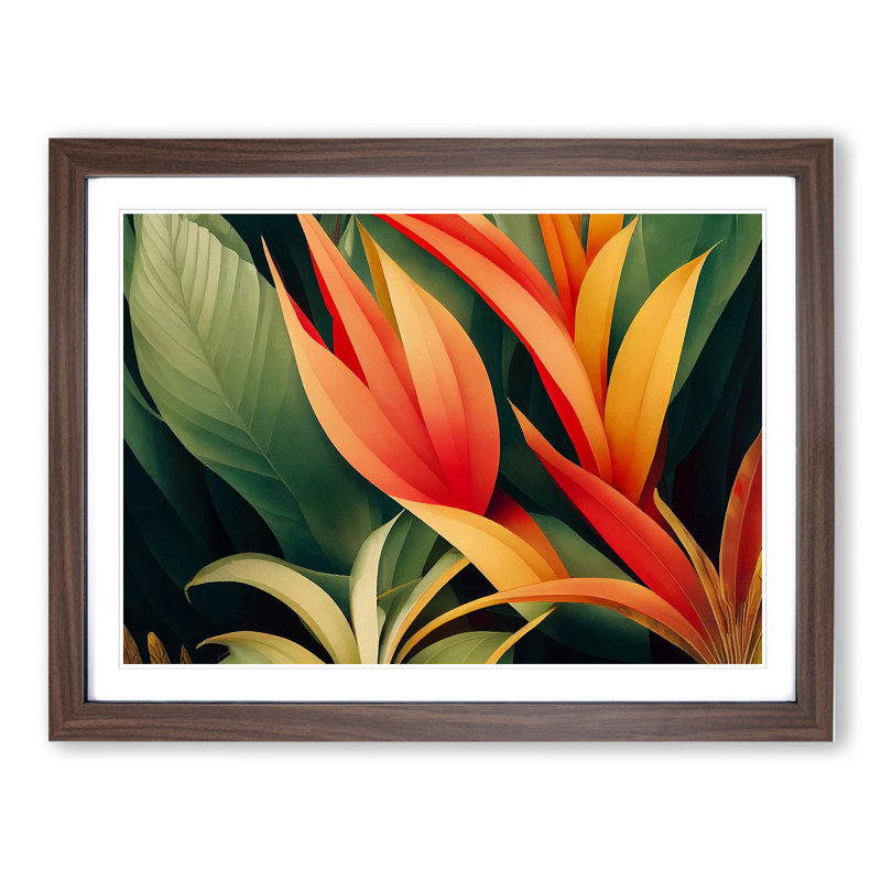 Evolving Tropical Flowers - Framed Print, 46cm H x 64cm W x 2cm D, Walnut
