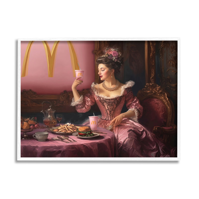 Drôle de hamburger classique encadré sur bois par Birch & Ink, H 16 po x l 20 po x P 1,5 po