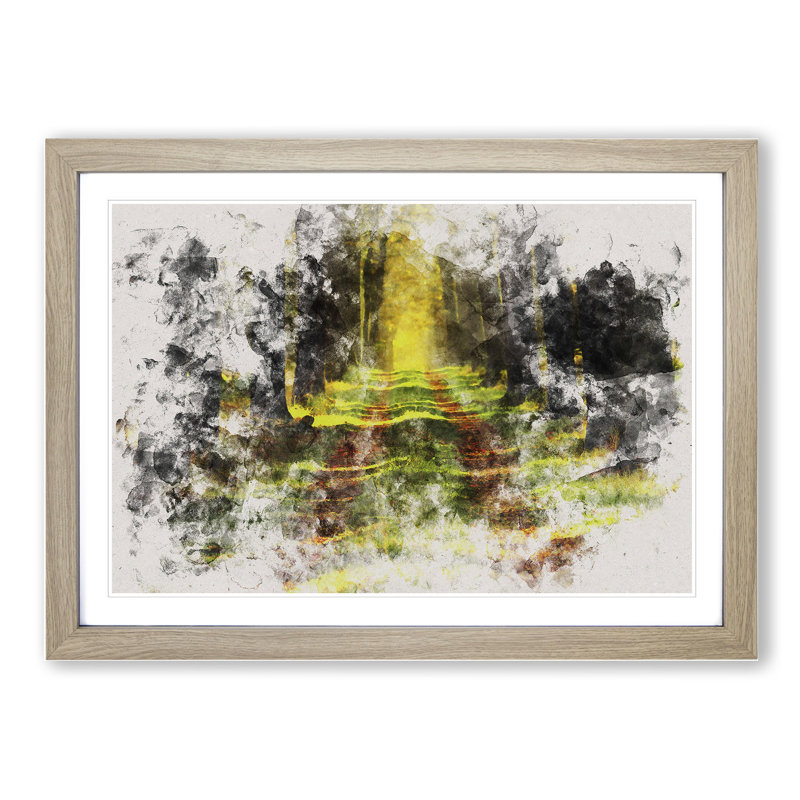 Green Forest Vol.7 - Picture Frame Graphic Art, 36cm H x 48cm W x 2cm D, Oak Framed