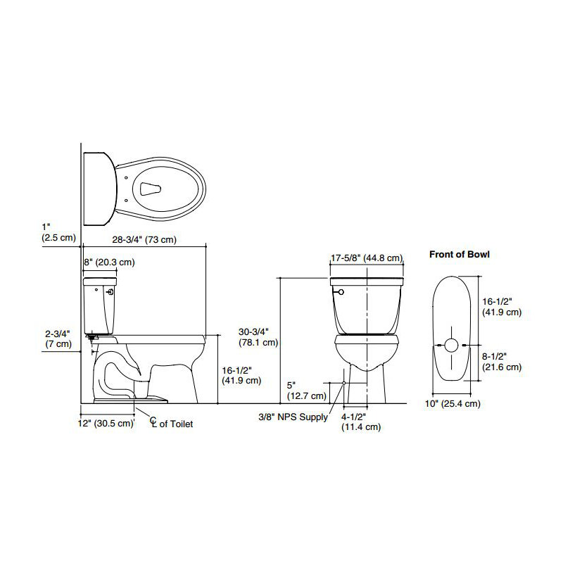 Cimarron Comfort Height Two-Piece Elongated 1.28 GPF Toilet with Aquapiston Flush Technology, Trip Lever and Tank Cover Locks