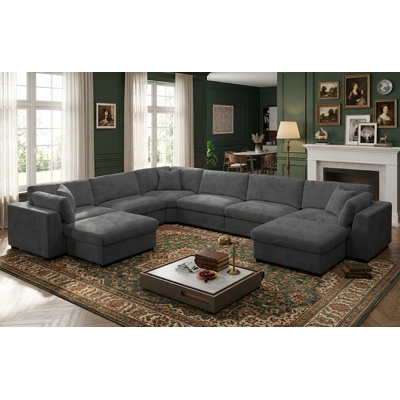 8-Piece Modular Sectional Sofa With 2 Ottomans, U-Shaped Configurable Living Room Couch