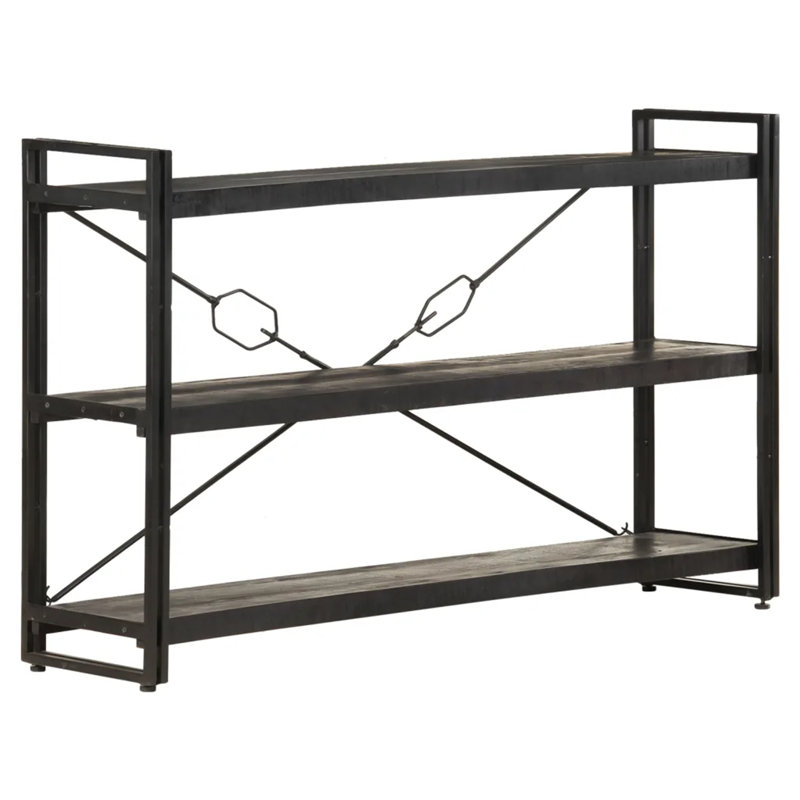 Mayhill 80cm H Steel Etagere Bookcase, 80cm H x 140cm W x 30cm D, Oak