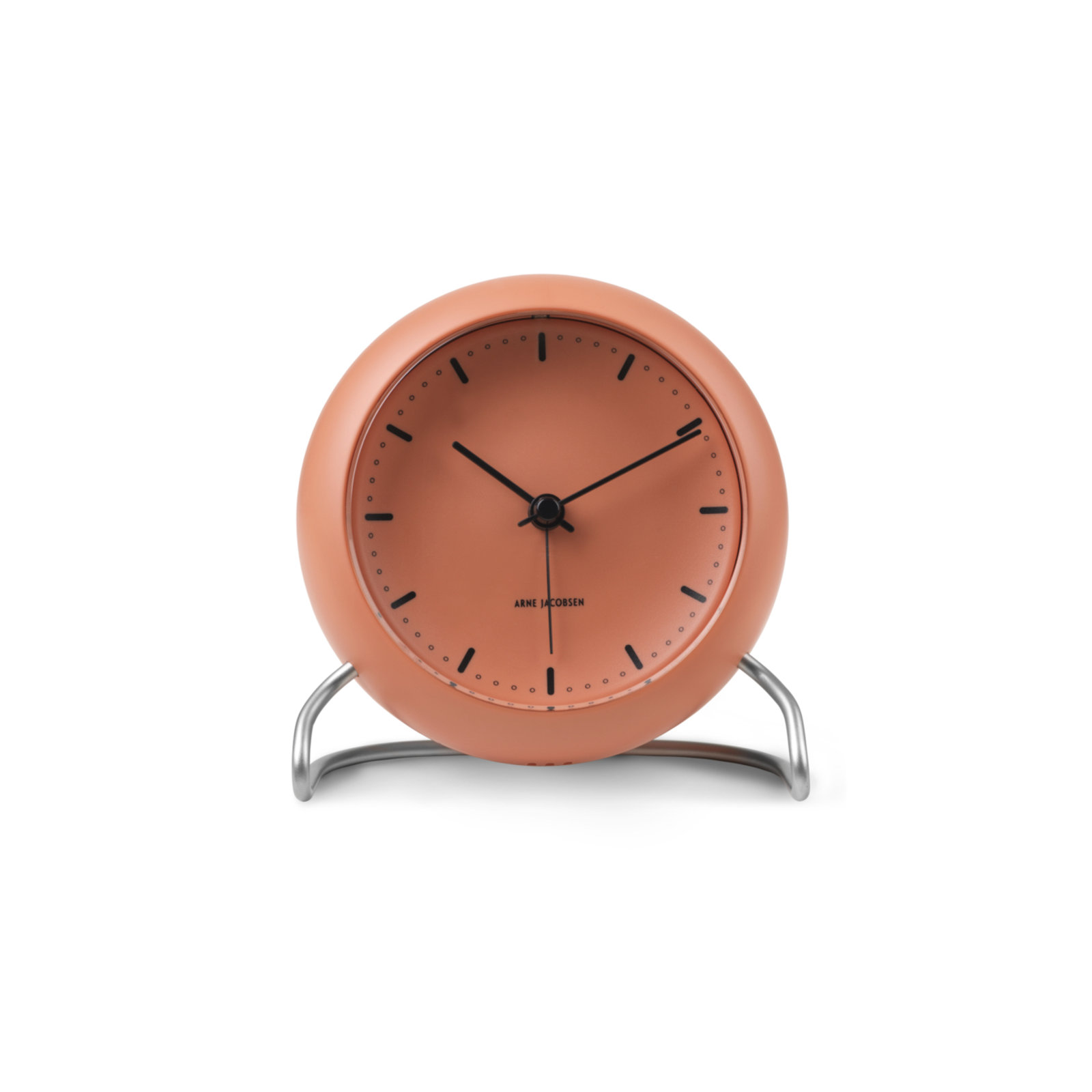 City Hall Analog Electric Alarm Tabletop Clock, Pale Orange/Silver
