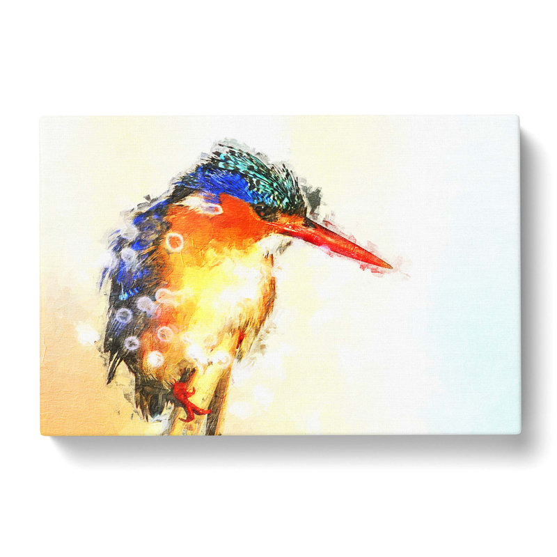 Exquisite Kingfisher Bird In Abstract - Wrapped Canvas Painting, 50cm H x 76cm W x 3cm D
