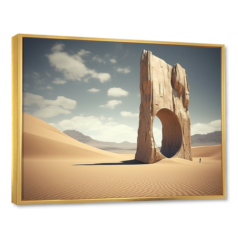 «Gate to Space», art mural surréalisme, Cadre flottant doré, H 30 po x l 40 po x P 1,5 po