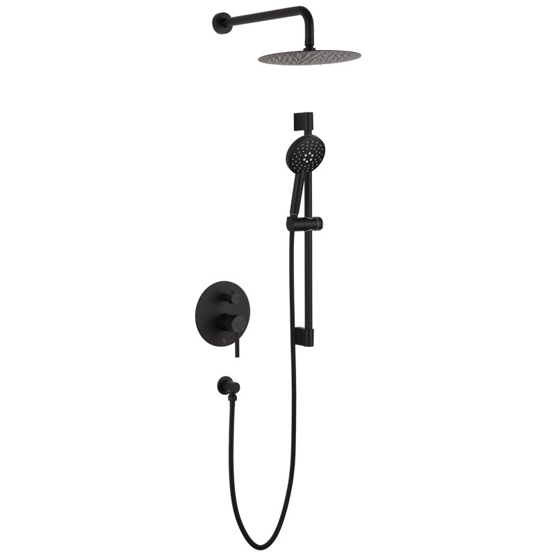 Système de douche complet avec valve brute Louth, Noir mat