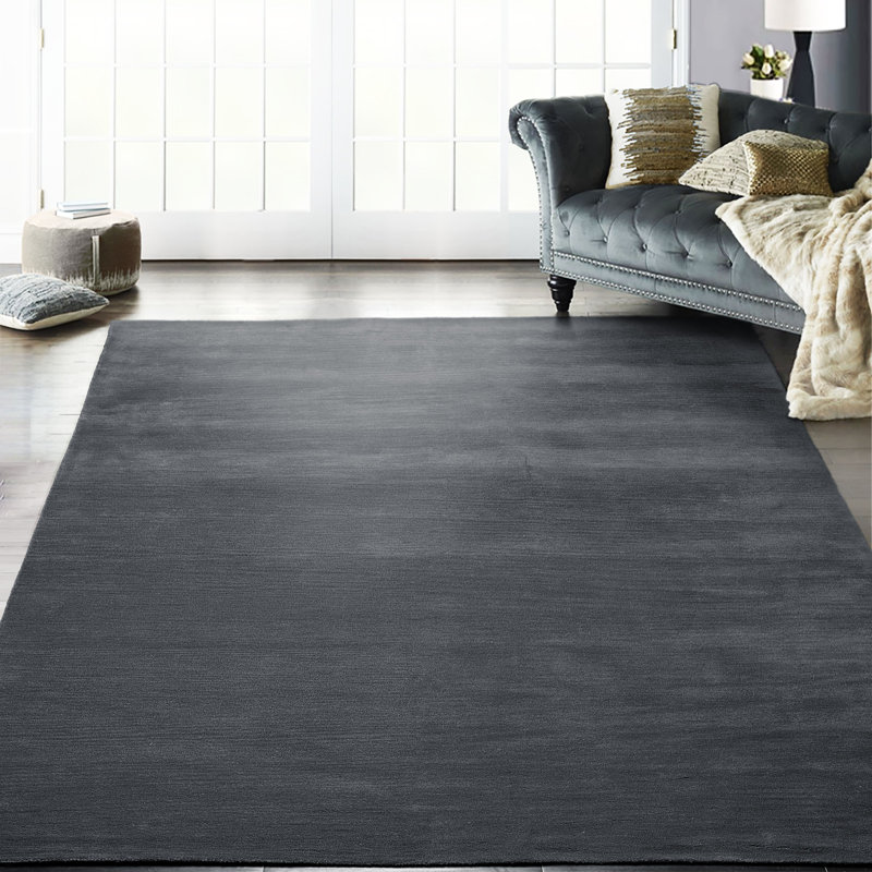 Tapis gris en laine touffeté à la main Melker, Rectangle 8 pi x 10 pi