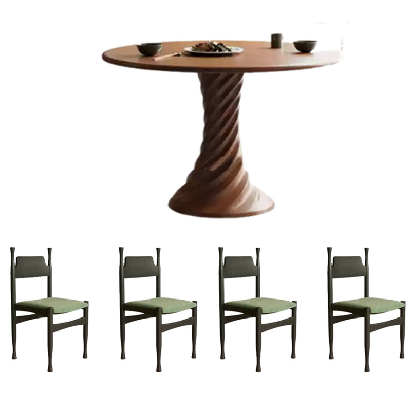 Ensemble de table ronde à pieds rotatifs, H 29,53 po x L 39,37 po x l 39,37 po, Brun
