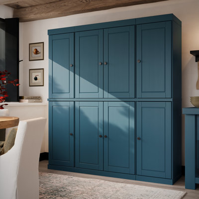 Kyrrah 100% Solid Wood 65"" Pantry Cabinet with Solid Doors, 2-Drawers and Adjustable Shelves