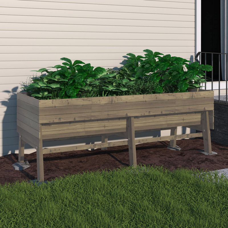 Eckmark Oversized Wood Outdoor Raised Garden Bed, Brown