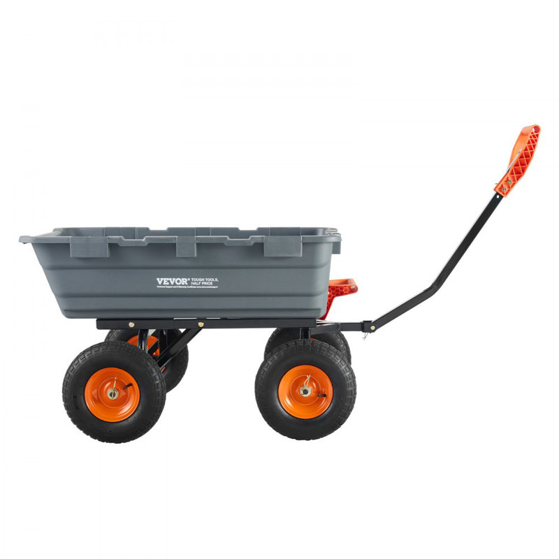 Dump Cart, Poly Garden Dump Cart with Easy to Assemble Steel Frame