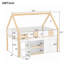 Lit mezzanine bas avec escalier, tablettes, armoires et lumières DEL-380592864