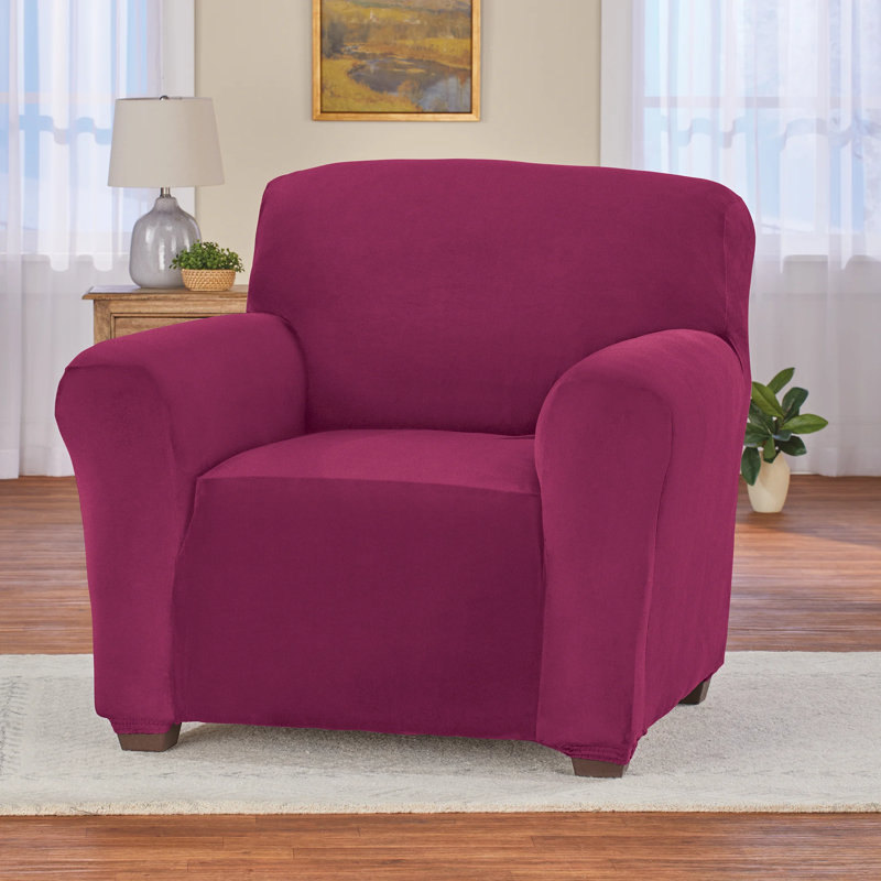 Housse luxueuse pour meubles de couleur unie, Polyester bourgogne / spandex