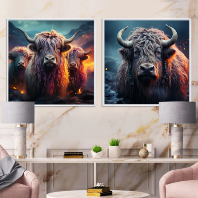 Enchanted Yaks Portrait - Animals Yak Square Collage Set Of 2