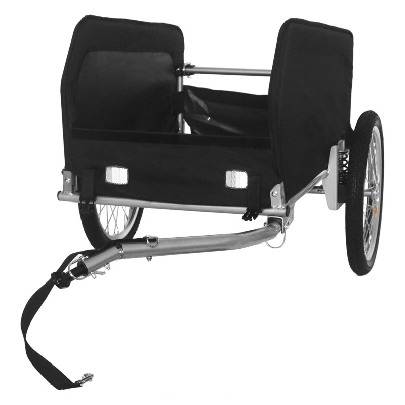 Remorque de chargement de vélo robuste avec housse imperméable - Chariot tout-terrain pliable pour le camping et l'épicerie