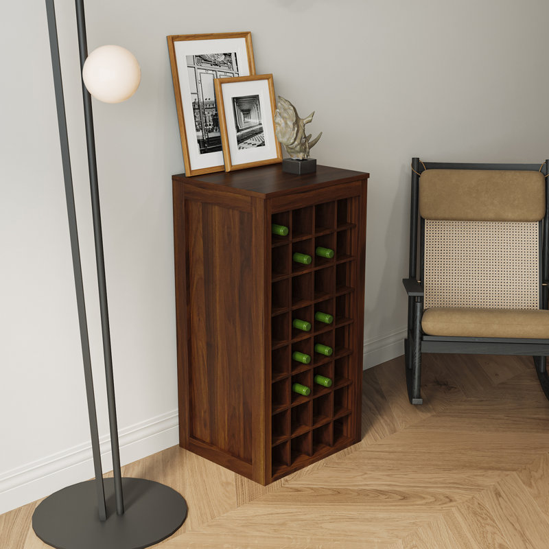 Modular 32 Wine Bar Cabinet Buffet Cabinet, Walnut Brown