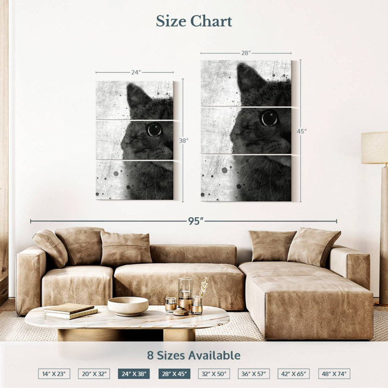 Brampt Black And White Cat, 38" H x 24" W
