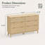 Armoire de rangement pour chambre à coucher en bois massif, six tiroirs avec deux petits tiroirs, façades de tiroirs encastrées avec poignées dorées et cinq pieds de support en bois massif.