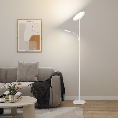 Lampe sur pied moderne et simple avec télécommande - blanc