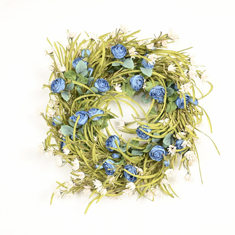Grande couronne de fleurs artificielles 26 po